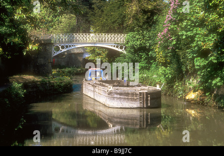 A British Waterways broad beam canal barge on the Kennet and Avon Canal at Sydney Gardens Bath Avon England UK Stock Photo