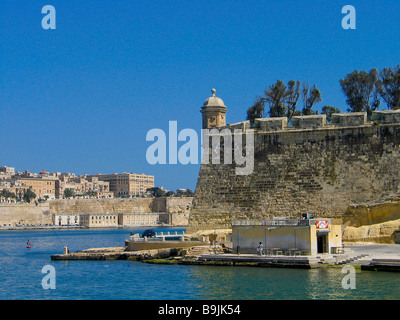 Vedette on corner of the City Walls on Saint Michael Counterguard Valletta Malta Stock Photo