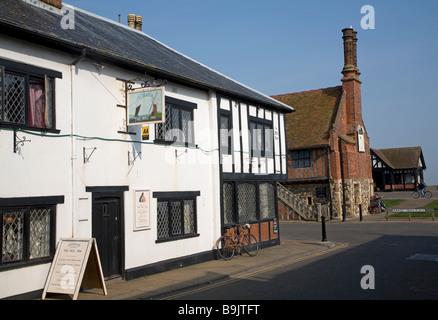 The Mill Inn Aldeburgh Suffolk England with the Moot Hall behind Stock Photo