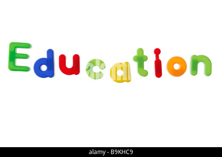 Education Written with Magnetic Letters Stock Photo