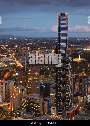AERIEL VIEW FROM RIALTO TOWER AT DUSK OVER MELBOURNE VICTORIA AUSTRALIA Stock Photo