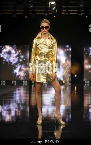 Model on the catwalk during C&A fashion show, Duesseldorf, Germany Stock Photo