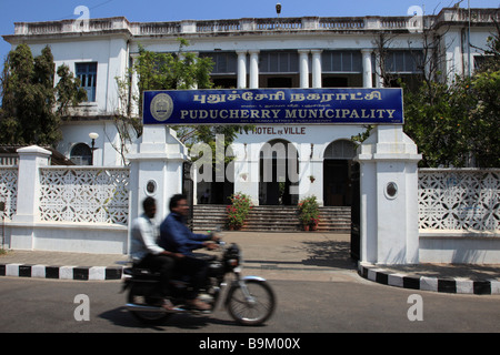 India Puducherry Pondicherry Town Hall Hotel de Ville Stock Photo