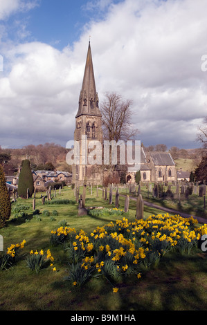 'St Peter's' church, Edensor,Derbyshire, England, 'Great Britain' Stock Photo