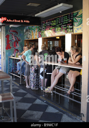 Street cafe in Acland Street in St.Kilda near Melbourne,Victoria,Australia Stock Photo