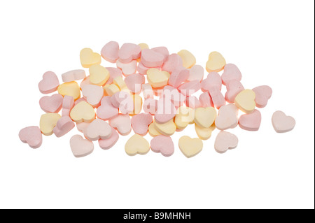 Assorted colors of blank candy hearts isolated on a white background Stock Photo