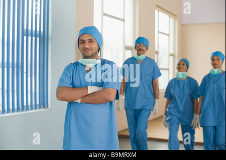 Four doctors in a hospital Stock Photo