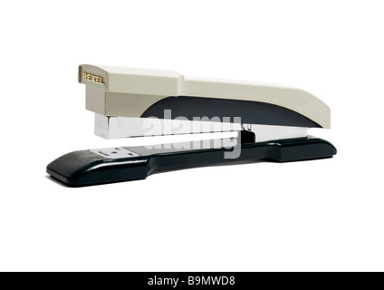 Old stapler on white background Stock Photo