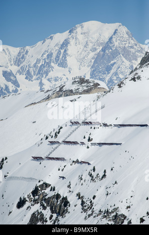 Avalanche Protection Barriers On A High Mountain Slope In The Alps 