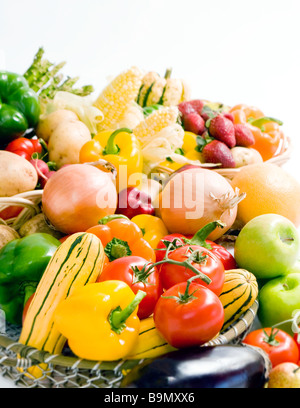 Assorted fresh vegetables displayed over white background Stock Photo