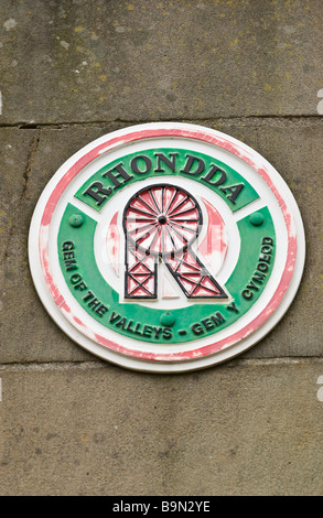 GEM OF THE VALLEYS plaque on wall of Park and Dare Workmens Institute in Treorchy Rhondda Valley South Wales UK Stock Photo