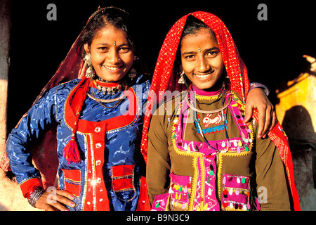 India, Rajasthan State, Ghanerao area, joung Rajput women Stock Photo