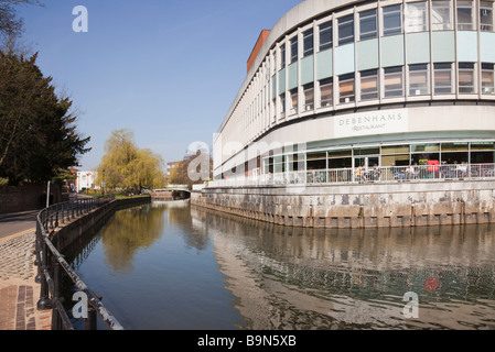 Guildford Surrey England UK Debenhams Riverside restaurant terrace in department store beside River Wey Stock Photo