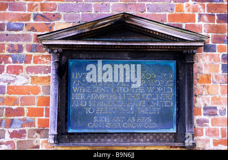 Information Plaque tablet on Jane Austen's Austen House Chawton Hampshire England UK English novelist author 19th century Stock Photo
