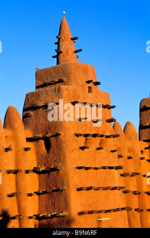 Mali, Mopti region, Djenne, classified as World Heritage by UNESCO, the Big Mosque (biggest mud brick mosque in the world) Stock Photo