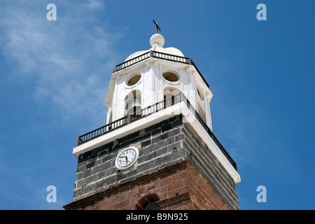 Church bell tower in Teguise Lanzarote Canary Islands Spain Europe Stock Photo