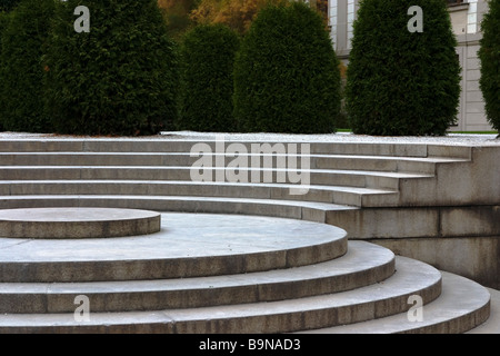 Modern granite staircase in Na Baste Garden, Prague Castle, Czech republic. Stock Photo