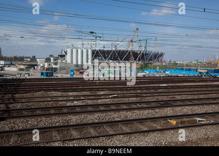 The London 2012 Olympic stadium under construction March 2009 Stratford London England Stock Photo