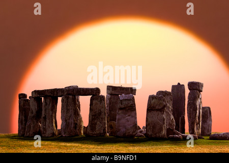 Stonehenge at sunset on Salisbury Plain in Wiltshire in the South West of England. Stock Photo