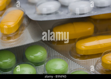 colorful pills in blister package Stock Photo