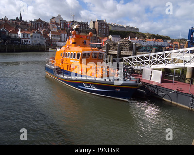 The RNLI Life Boat at its berth in Whitby North Yorkshire Stock Photo