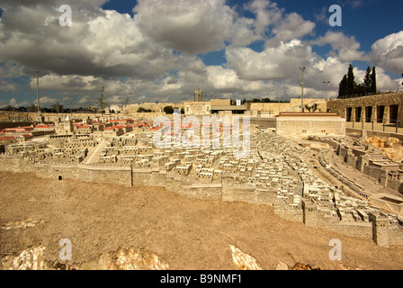 Scale model of ancient Jerusalem from second temple period on grounds of Israel National Museum in Jerusalem Stock Photo