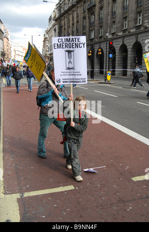 Child protester placard Anti capitalist G20 Protest March London 2009 Stock Photo