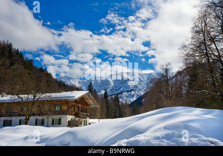 winterland winter snow landscape BAVARIA wildbad kreuth bad old bath GERMANY travel sightseeing mountains alpes winter snow alps Stock Photo