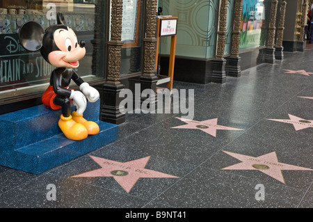 A plastic statue of Micky Mouse outside a souvenir shop lining the Hollywood Walk of Fame on Hollywood Blvd. Stock Photo