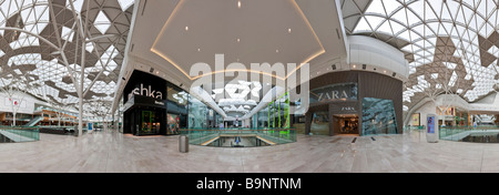 360 Degree panorama of the interior of the Westfield Shopping Centre in Shepherds Bush West London Stock Photo