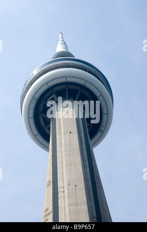 Looking up at the CN Tower in Toronto Ontario Canada Stock Photo