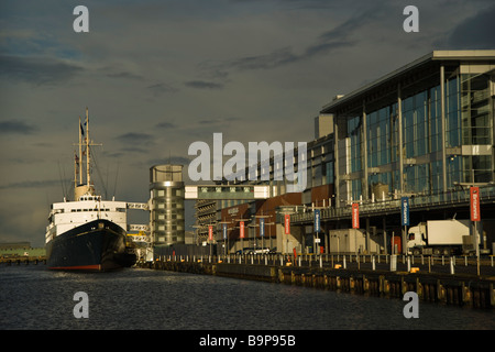 Ocean Terminal shopping mall harbour and the Royal Yacht Britannia visitor attraction at Leith Edinburgh Scotland Stock Photo
