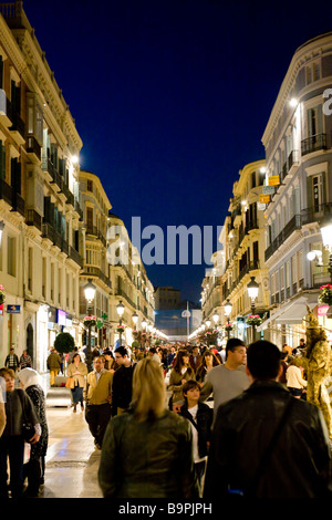 Calle Marques de Larios at night, Malaga, Spain Stock Photo
