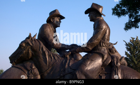 Code of The West bronze cowboy statue Buffalo Bill Historical Center grounds Cody Wyoming USA Stock Photo