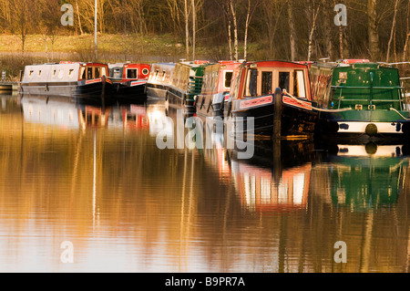 canal boats waiting for the coming holiday season Stock Photo