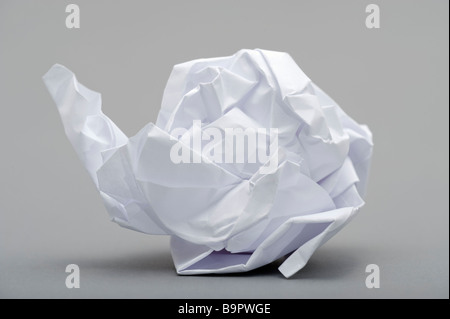Crumpled  piece of white paper Stock Photo