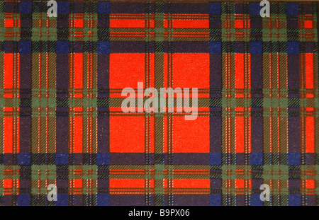 Detail of a red Scottish tartan of the Matheison clan. Stock Photo
