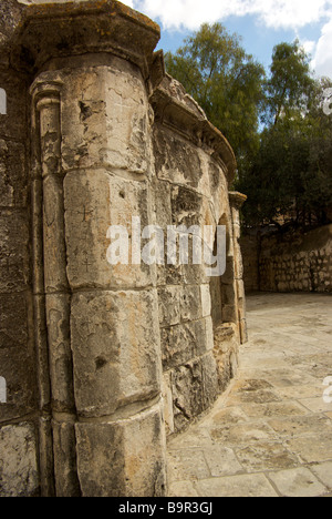 Ethiopian Orthodox church courtyard above the Church of the Holy Sepulchre in old Jerusalem city Stock Photo