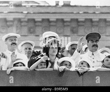 Josef Stalin Left And Nikita Khrushchev Second From Left Among Stock 