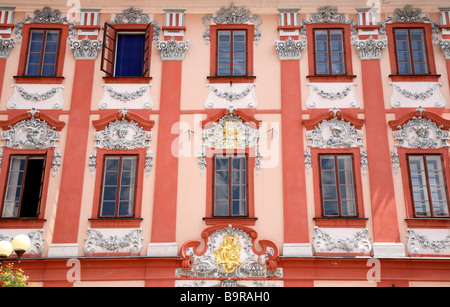 traditional jewish trading house at the market of city of Eger Cheb Egerland Czech Republic Stock Photo