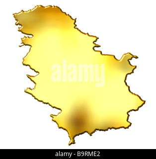 Serbia 3d golden map isolated in white Stock Photo