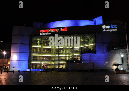 The Birmingham Symphony Hall and ICC in Centenary Square at night England Uk Stock Photo