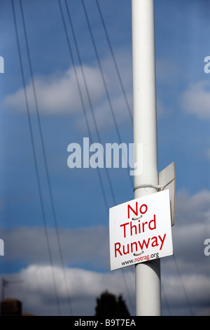 Protest sign against airport expansion at Heathrow Airport. Stock Photo
