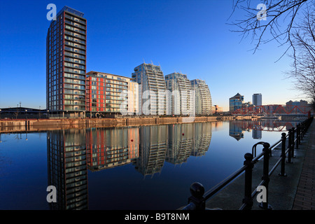 Apartments, Salford Quays, Manchester, Lancashire, England, UK. Stock Photo