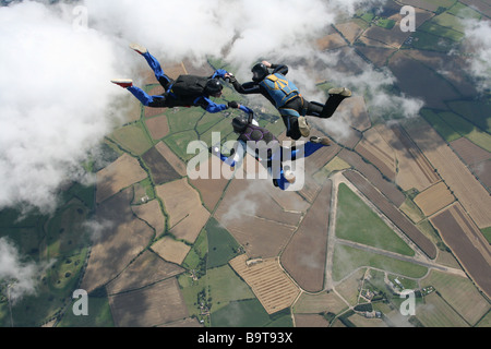 Three Skydivers in freefall