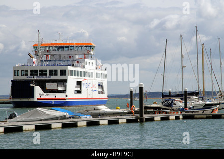 Wightlink ferry White Light leaving Lymington bound for Yarmouth on the Isle of Wight Seen here on Lymington River Stock Photo
