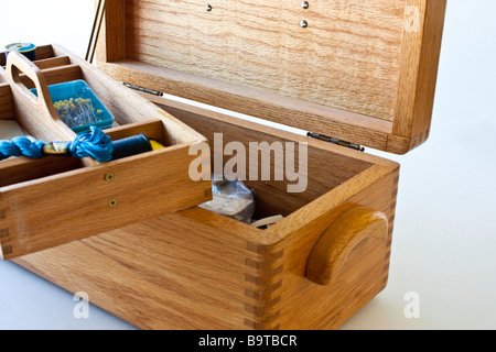 A sewing box made of Red Oak Stock Photo