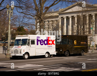 FedEX and UPS delivery trucks Stock Photo - Alamy