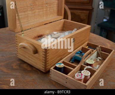 A sewing box made of Red Oak Stock Photo