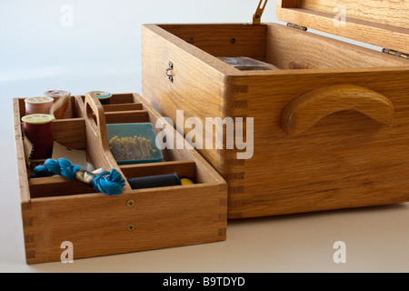 A sewing box made of Red Oak Stock Photo